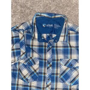 Kuhl‎ Born In The Mountains Pearl Snap Button Down Shirt Blue Plaid Mens M Camp